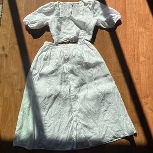 Reformation Linen Two Piece (Orzo Skirt & Yucca Top)